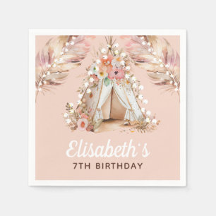 Elegant Bohemian Girl Birthday Personalised Napkin