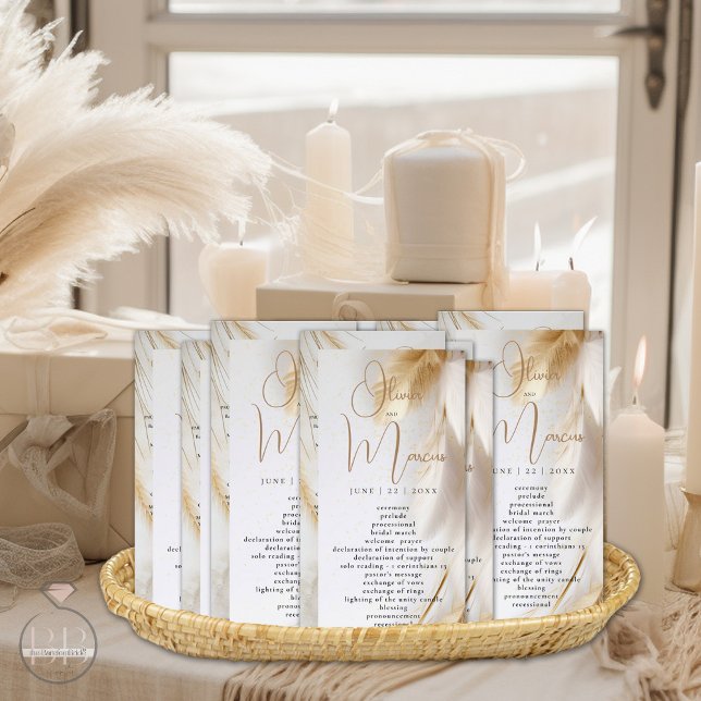 Elegant Bohemian Gold Pampas (Display your programs  for guests to have in hand )