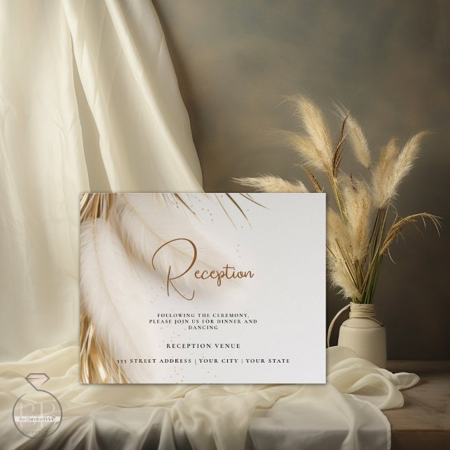 Elegant Bohemian Gold Pampas After Party  Enclosure Card (Creator Uploaded)