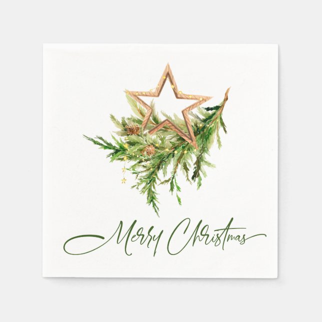 Elegant Bohemian Merry Christmas Composition Napkin (Front)