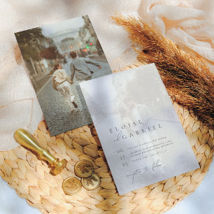 Elegant Bohemian Modern Minimalist 2 Photo Wedding Invitation