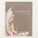 Elegant Bohemian Pampas Grass  Planner<br><div class="desc">A simple bohemian pampas grass planner.  This calendar planner features rich brown and gold tones with a pink floral pampas grass design.  The text can be customised with any wording of your choice.</div>