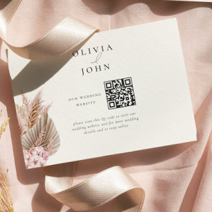 Elegant Bohemian Pampas Grass Wedding Website Enclosure Card