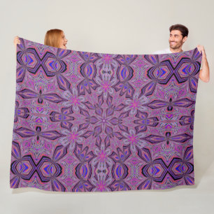 Elegant Bohemian Purple Daylily Garden Floral Fleece Blanket