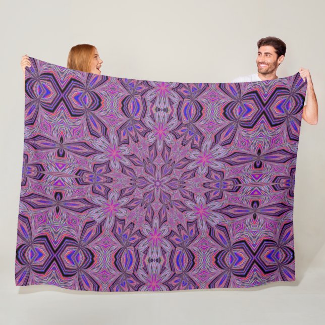 Elegant Bohemian Purple Daylily Garden Floral Fleece Blanket (In Situ)