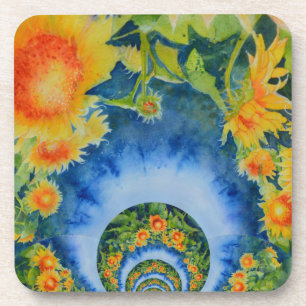Elegant bohemian retro sunflowers coaster