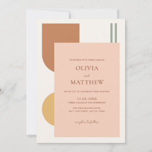 Elegant Bohemian Retro Terracotta Arch Wedding Invitation