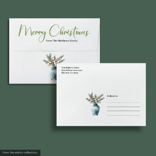 Elegant Bohemian Rustic Botanical Holiday Mailer Envelope