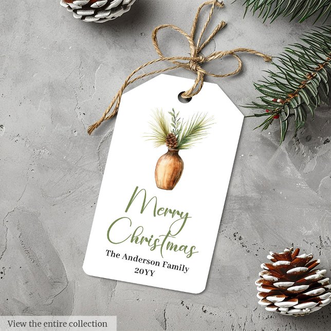 Elegant Bohemian Rustic Pine Wreath Gift Tag (Elegant Bohemian Rustic Pine Wreath Gift Tag)