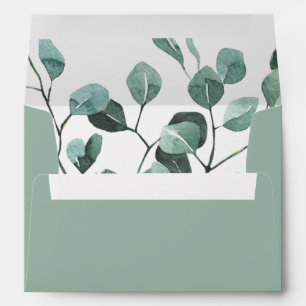Elegant Bohemian Watercolor Eucalyptus Sage Green Envelope