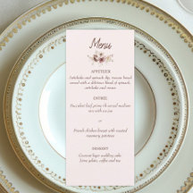 Elegant Bohemian Wedding Menu