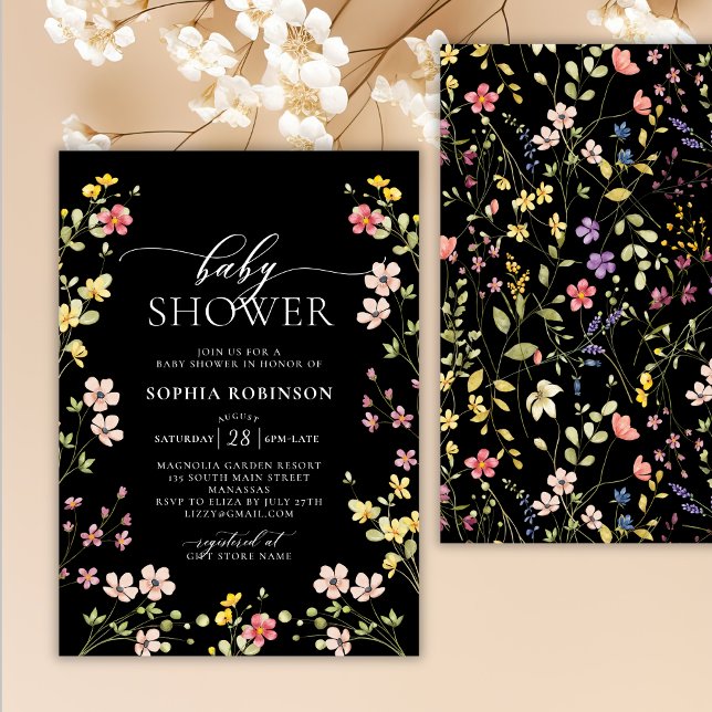 Elegant Bohemian Wildflower Girl Baby Shower  Invitation (Creator Uploaded)