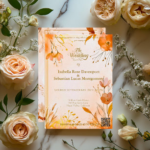 Elegant Bohemian with Watercolor Florals and Gold  Invitation