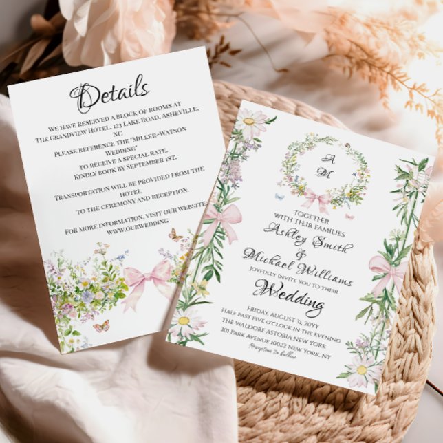 Elegant Bohemian Wreath Watercolor Floral Wedding Invitation (Creator Uploaded)