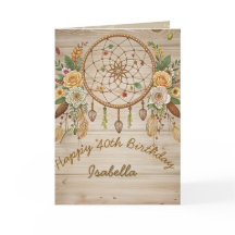 Elegant Boho 40th Birthday Greeting Card