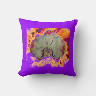 Elegant boho abstract watercolor orchid painting cushion