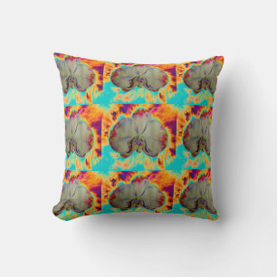 Elegant boho abstract watercolor orchid painting cushion