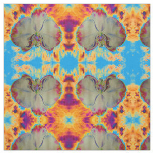 Elegant boho abstract watercolor orchid painting fabric