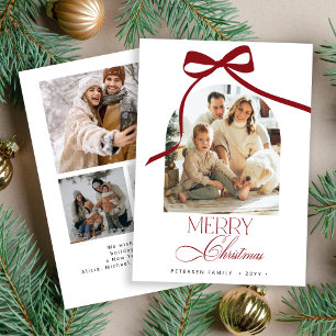 Elegant boho arch 4 photos Merry Christmas  Holiday Card