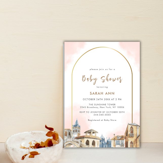 Elegant Boho Arch Destination Baby Shower Invitation (Elegant Boho Arch Destination Baby Shower Invitation)