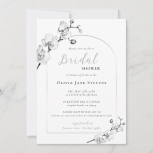 Elegant Boho Arch White Gold Orchids Bridal Shower Invitation
