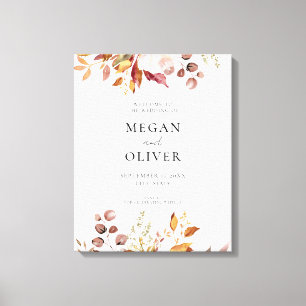 Elegant Boho Autumn Floral Wedding Welcome Canvas Print