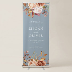 Elegant Boho Autumn Floral Wedding Welcome Retractable Banner