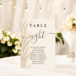 Elegant Boho Beige Pampas Grass Wedding Table Number<br><div class="desc">This boho-inspired wedding table number card features delicate pampas grass illustrations on a warm beige background, creating a soft, rustic, and elegant touch for your wedding reception. The modern calligraphy script paired with classic serif fonts adds a sophisticated yet natural aesthetic. Perfect for boho, rustic, neutral, or autumn weddings, this...</div>