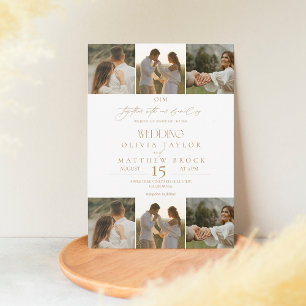 Elegant Boho Beige & White Photo Wedding Invitation