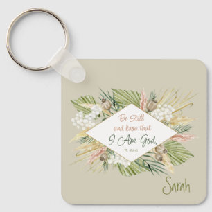 Elegant Boho Bible Verse ‘Be Still and Know’  Key Ring