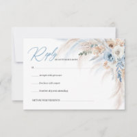 Elegant boho blue floral and ivory roses pampas