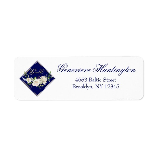 Elegant Boho Blue Floral Wedding Printed Address (Front)