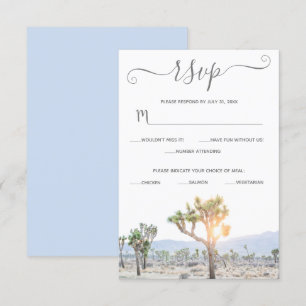 Elegant Boho Blue Greenery Custom Joshua Tree RSVP Card