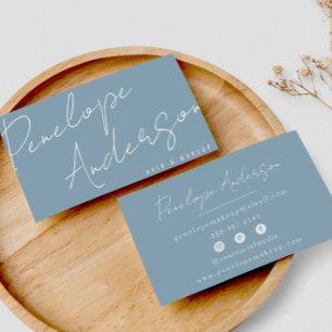 Elegant Boho Blue Neutral Chic Minimalist Modern Business Card