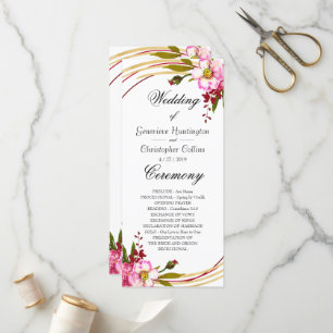 Elegant Boho Blush Floral Wedding Ceremony Program Programme