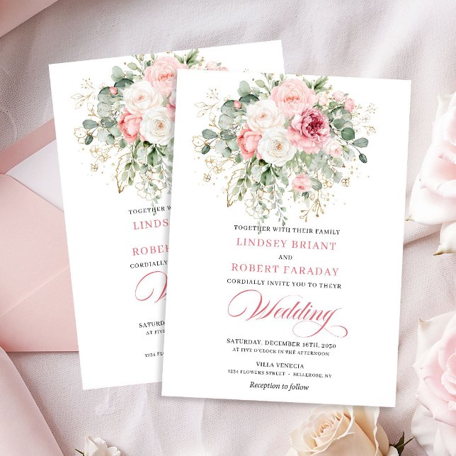 Elegant Boho Blush Floral Wedding Invite (Elegant Boho Blush Floral Wedding Invite)