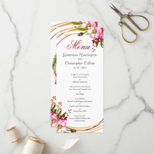 Elegant Boho Blush Floral Wedding Reception Menu
