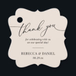 Elegant Boho Blush Monogram Wedding Thank You Favour Tags<br><div class="desc">Designed to coordinate with our Romantic Script wedding collection,  this customisable tag,  features a calligraphy graphic thank you,  paired with a classy serif font in black. Matching items available.</div>