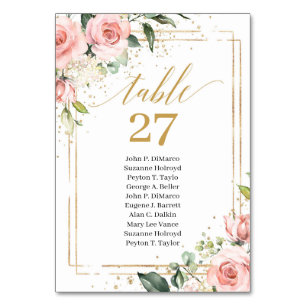 Elegant boho blush pink Quinceañera table numbers