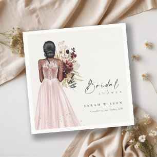 Elegant Boho Blush Wedding Gown Bridal Shower Napkin