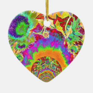 Elegant boho bohemian retro sunflowers ceramic tree decoration