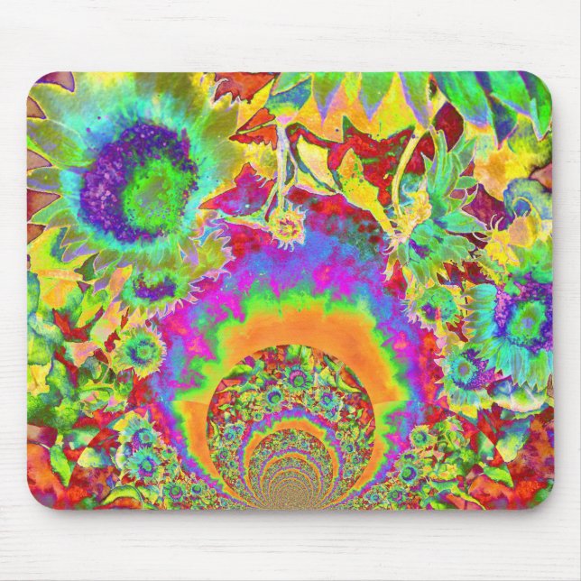 Elegant boho bohemian retro sunflowers  mouse mat (Front)