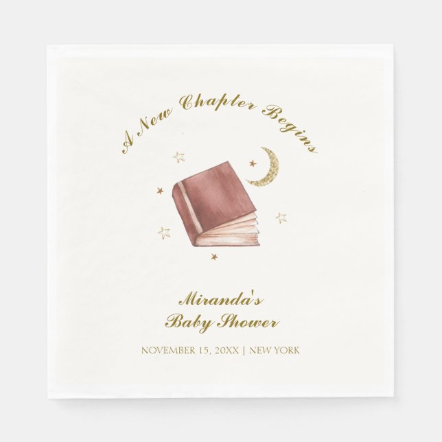 Elegant Boho Book Moon Star Baby Shower  Napkin (Front)