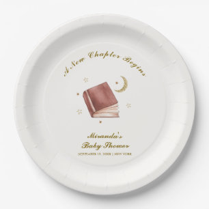 Elegant Boho Book Moon Star Baby Shower Paper Plate
