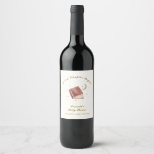 Elegant Boho Book Moon Star Baby Shower Wine Label