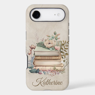 Elegant Boho Book Stack Floral Name