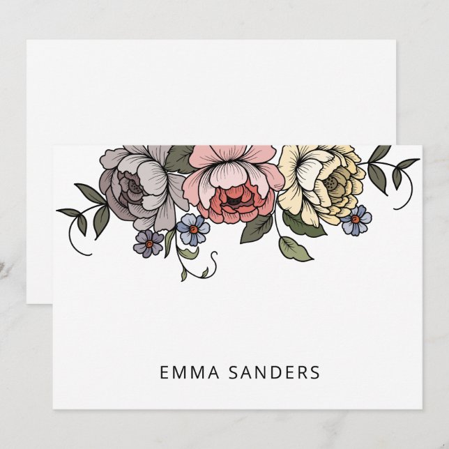 Elegant Boho Botanical Florals Personalised Card (Front/Back)