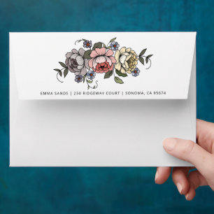Elegant Boho Botanical Florals Return Address Envelope