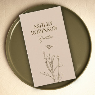 Elegant boho botanical pastel earthy QR code Business Card