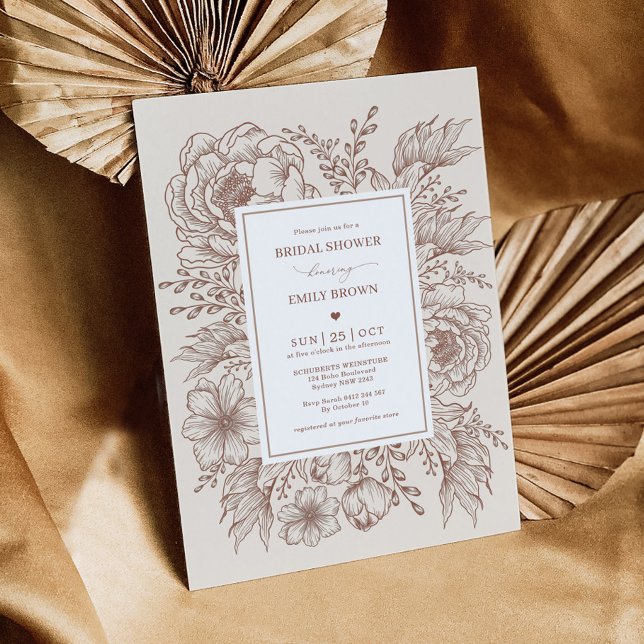 Elegant Boho Botanical Terracotta Bridal Shower Invitation (Creator Uploaded)